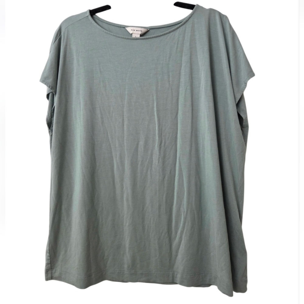 NWOT Rae Mode Women's Relaxed Fit Scoop Neck Top - Green Sz L - Picture 1 of 4